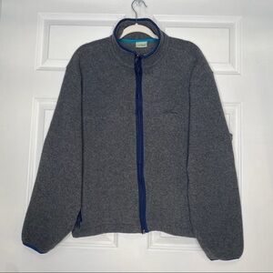 Vintage LL Bean Fleece Signature Logo Full Zip Jacket Grey & Navy Blue No Size